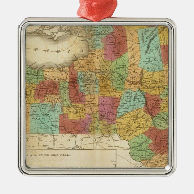 Map Of The State Of New York Metal Ornament (Front)