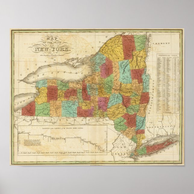 Map Of The State Of New York Poster (Front)