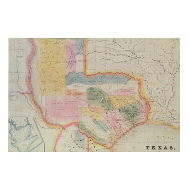 Map of the state of Texas | 1835 Faux Canvas Print (Front)