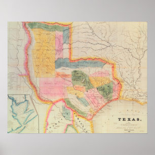Map of the state of Texas 1835 Poster