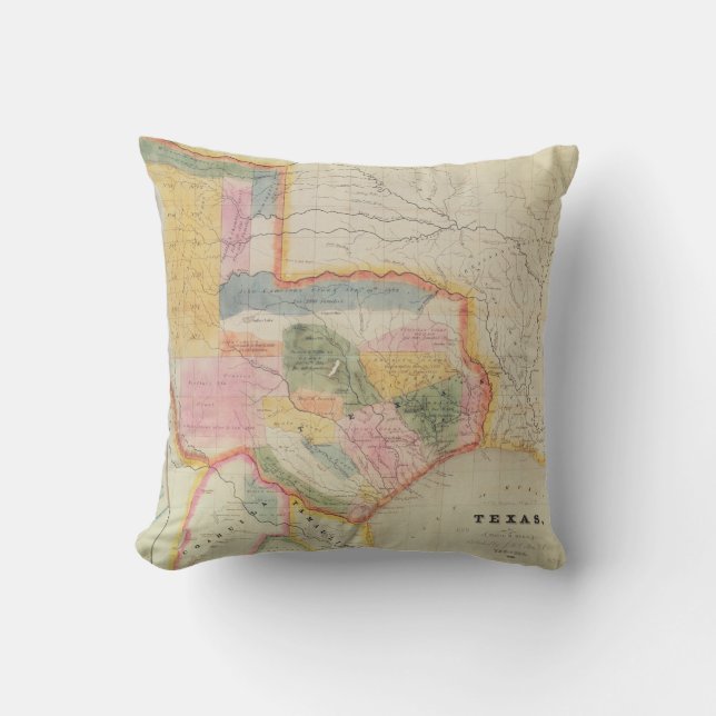 Map of the state of Texas | 1835 Throw Pillow (Front)