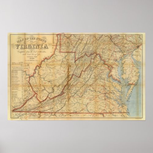 Map of the state of Virginia Poster