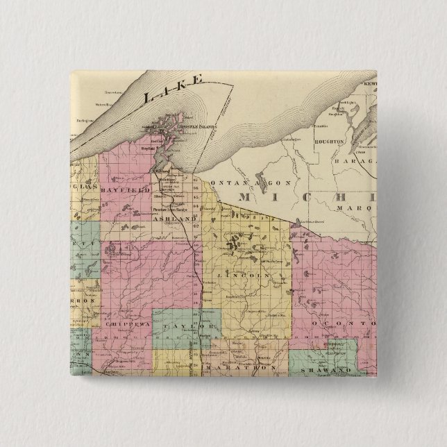 Map of the State of Wisconsin Button (Front)