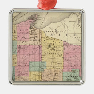 Map of the State of Wisconsin Metal Ornament