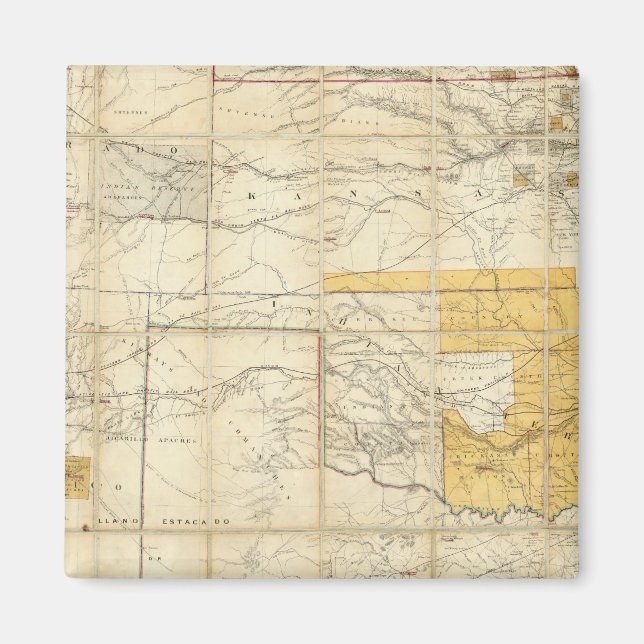 Map Of The States Of Kansas And Texas Magnet (Front)