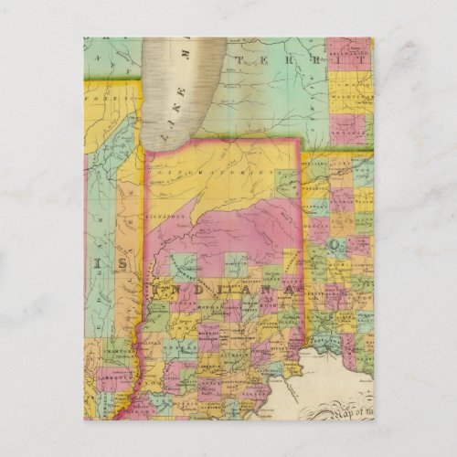 Map of the States Of Ohio Indiana  Illinois Postcard