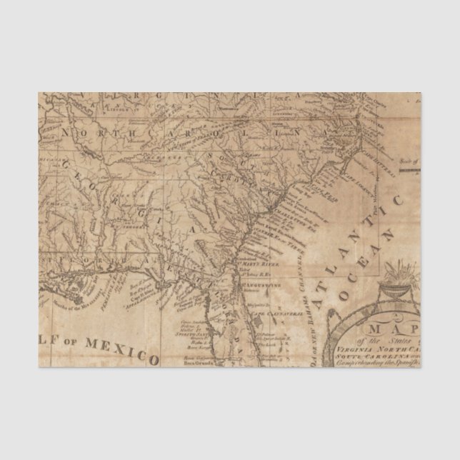 Map of the States of Virginia and North Carolina Tissue Paper (Front)