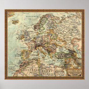 Map of the Stereotypes - Europe Poster