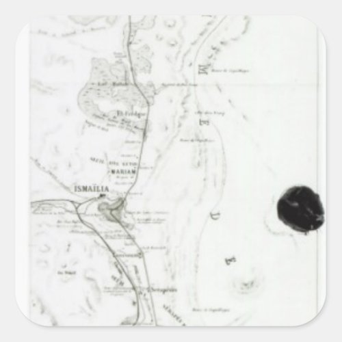 Map of the Suez Canal c1869 Square Sticker