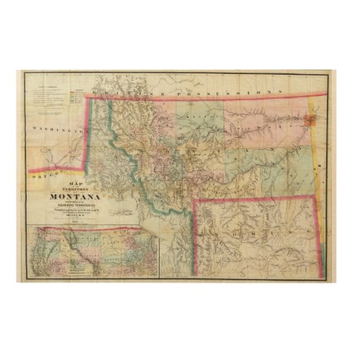 Map Of The Territory Of Montana Wood Wall Decor