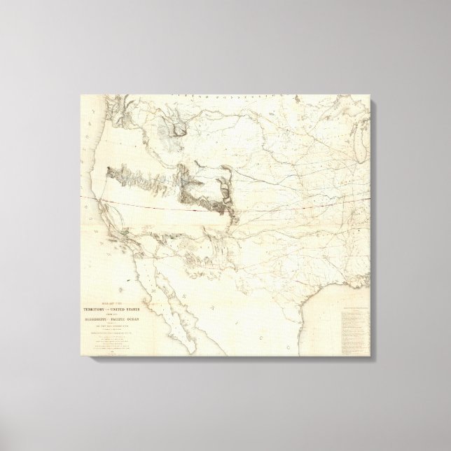 Map Of The Territory Of The United States 2 Canvas Print (Front)