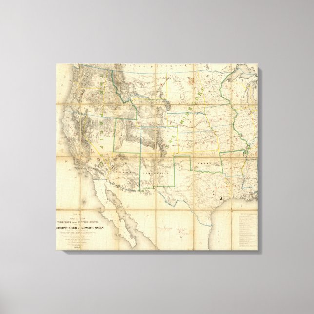 Map Of The Territory Of The United States Canvas Print (Front)