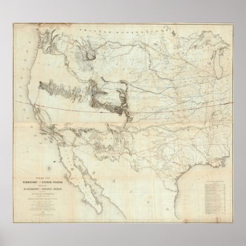 Map Of The Territory Of The United States Poster