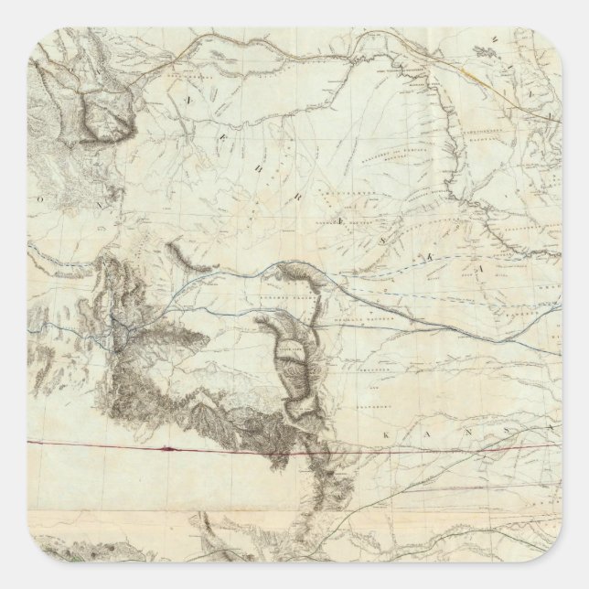 Map Of The Territory Of The United States Square Sticker (Front)