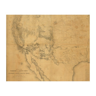Map of The Territory of The United States Wood Wall Art