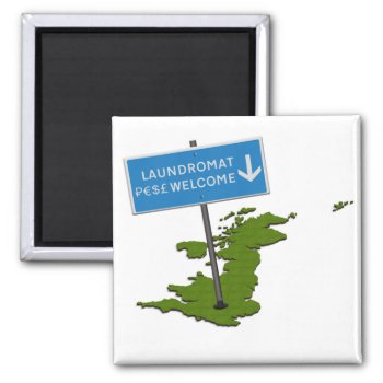 Map Of The Uk With A Road Sign “laundromat  Ruble Magnet by Funkyworm at Zazzle