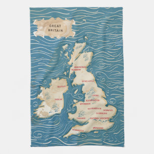 Map of the United Kingdom Vintage Poster art Towel