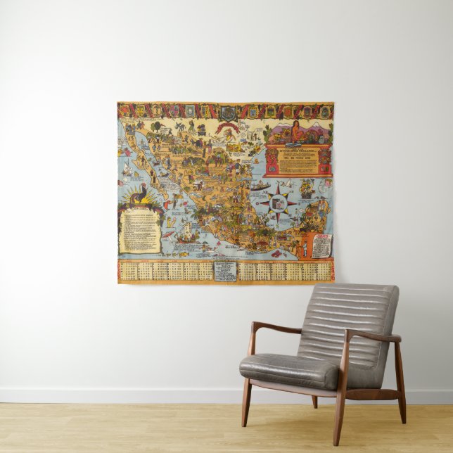 Map of The United Mexican States Tapestry (In Situ (Horizontal))
