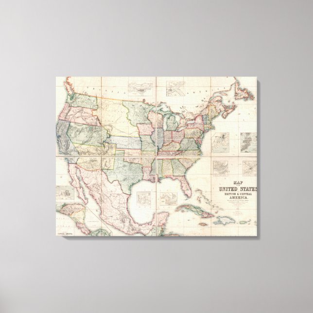 Map of The United States 2 Canvas Print (Front)