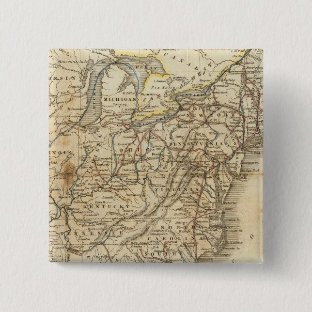 Map Of The United States 3 Button (Front)