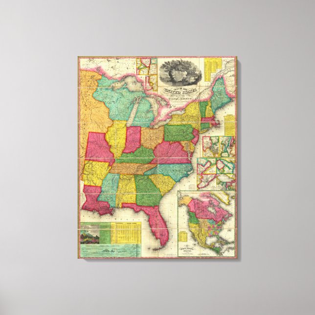 Map of the United States 3 Canvas Print (Front)