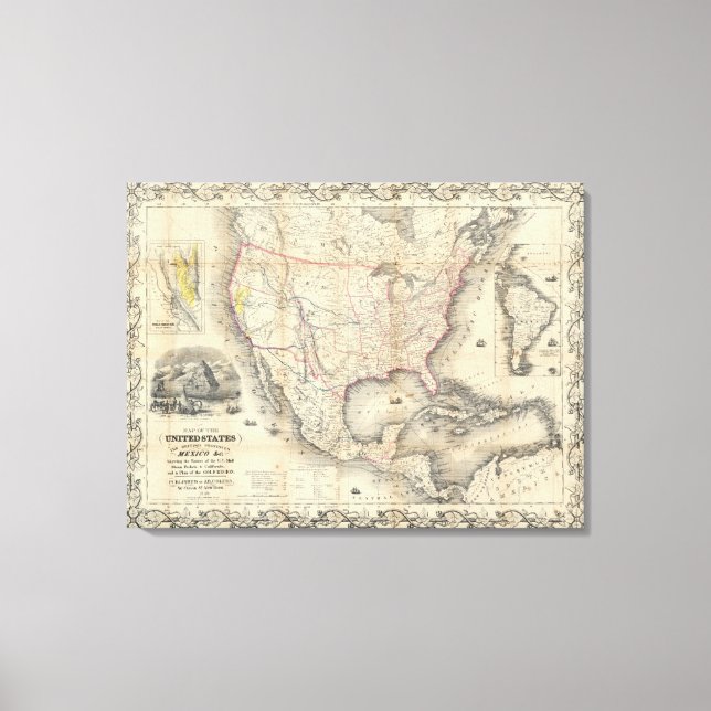 Map Of The United States 3 Canvas Print (Front)