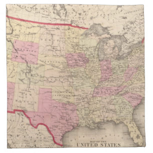 Map of the United States 5 Cloth Napkin