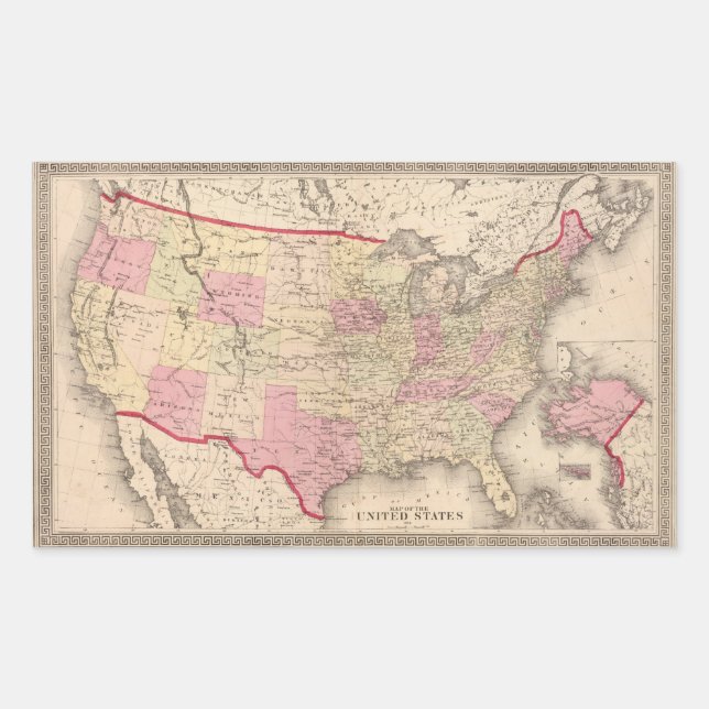 Map of the United States 5 Rectangular Sticker (Front)