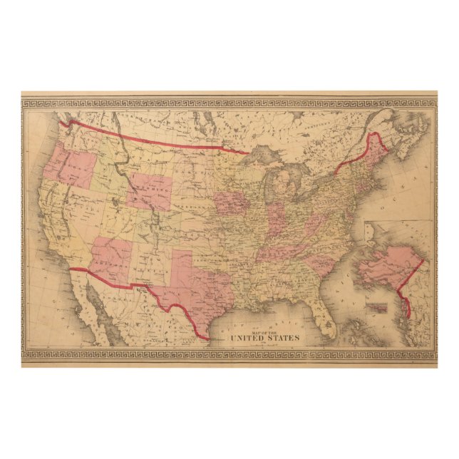 Map of the United States 5 Wood Wall Art (Front)