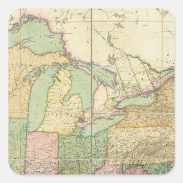 Map of the United States 6 Square Sticker (Front)