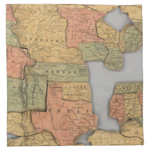 Map of the United States and Canada Cloth Napkin