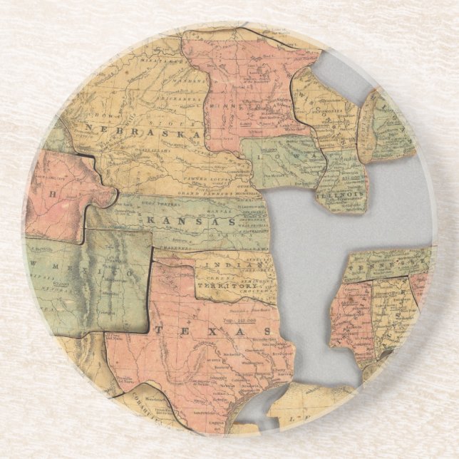 Map of the United States and Canada Drink Coaster (Front)