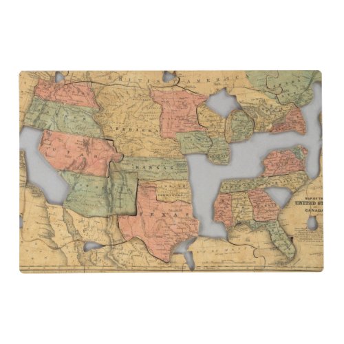 Map of the United States and Canada Placemat