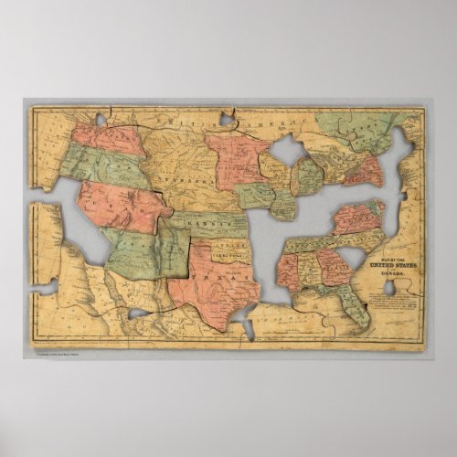 Map of the United States and Canada Poster