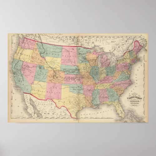 Map of the United States and Territories 2 Poster