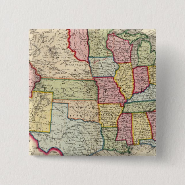 Map Of The United States, And Territories Button (Front)