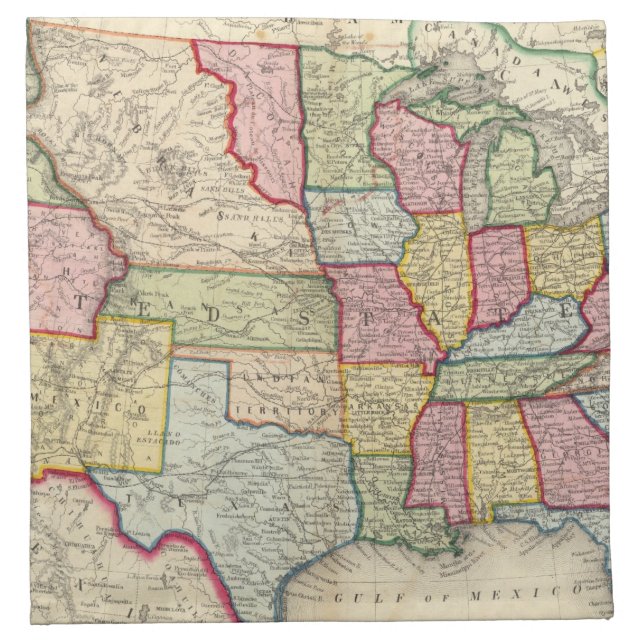 Map Of The United States, And Territories Cloth Napkin (Front)