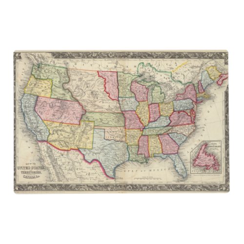 Map Of The United States And Territories Placemat