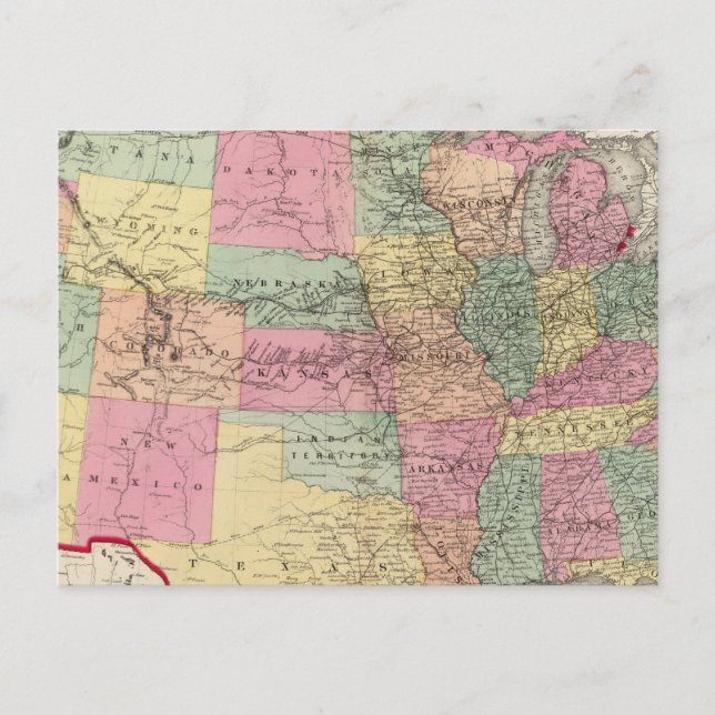 Map of the United States and territories Postcard (Front)