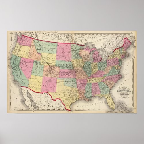 Map of the United States and territories Poster