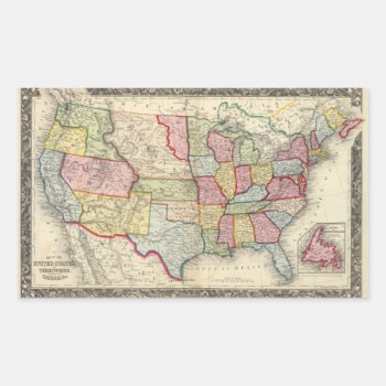 Map Of The United States  And Territories Rectangular Sticker by davidrumsey at Zazzle