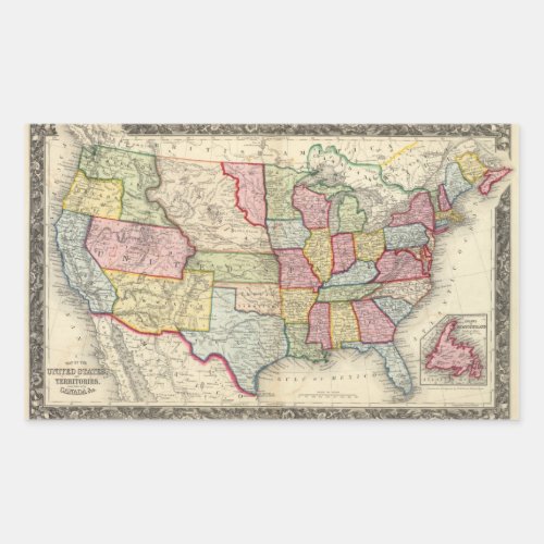 Map Of The United States And Territories Rectangular Sticker