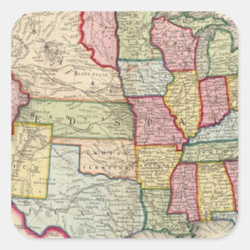 Map Of The United States And Territories Square Sticker