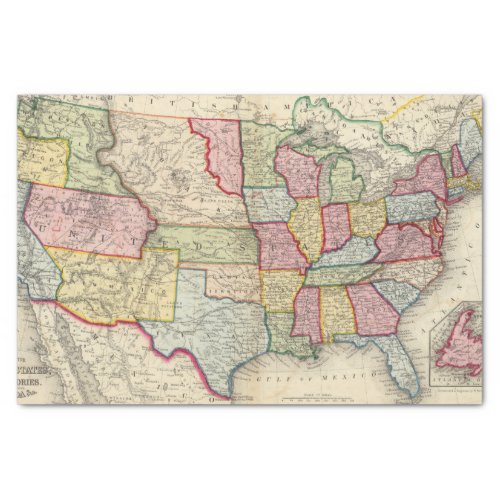 Map Of The United States And Territories Tissue Paper