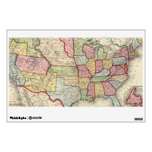 Map Of The United States, And Territories Wall Decal (Front)