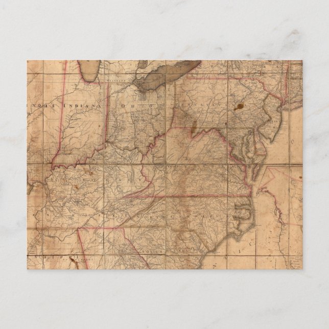 Map of the United States By Abraham Bradley Junior Postcard (Front)