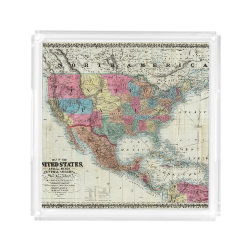 Map Of The United States Canada Mexico Acrylic Tray