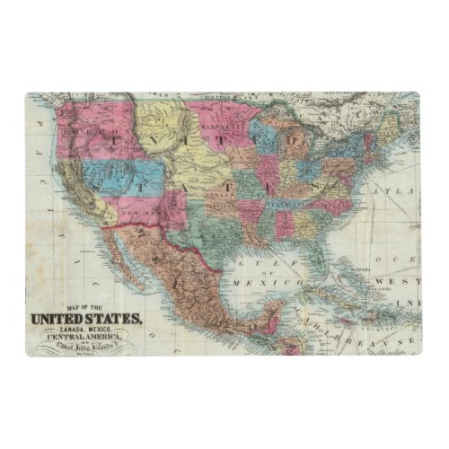 Map Of The United States Canada Mexico Placemat