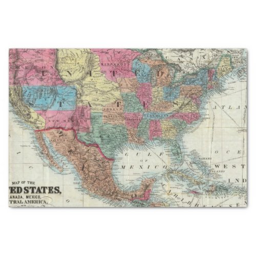 Map Of The United States Canada Mexico Tissue Paper