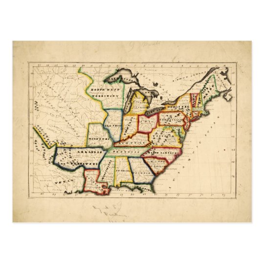 Map of the United States (circa 1819-1824) Postcard | Zazzle.com